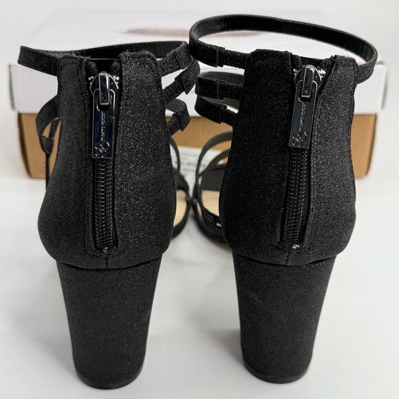 NEW Jessica Simpson Stassey Strappy Block Heels Size 9 Black Glitter Sandals NWT - Picture 5 of 7